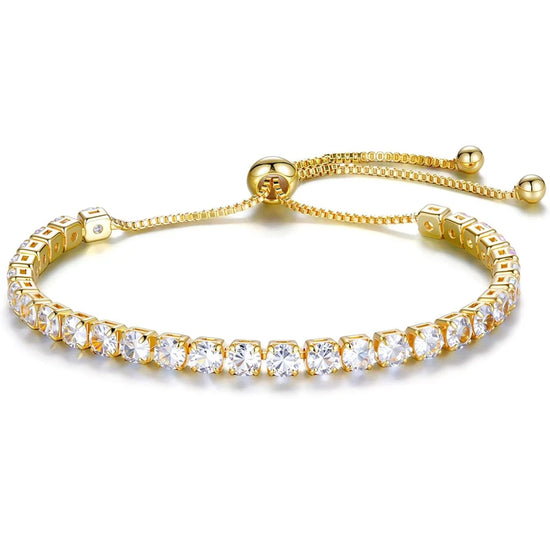 Tennis Bracelets for Women 18K Gold Plated 4mm Zirconia Crystal Adjustable Silver Rose Gold Bracelets Gift Wedding Party Jewelry