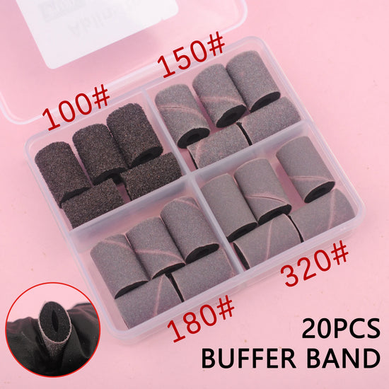 Nail Drill Buffer Bands,Soft Sponge Sanding Bands with 1pc bit,Nail Polish Sanding Buffer Bands, Grit 100