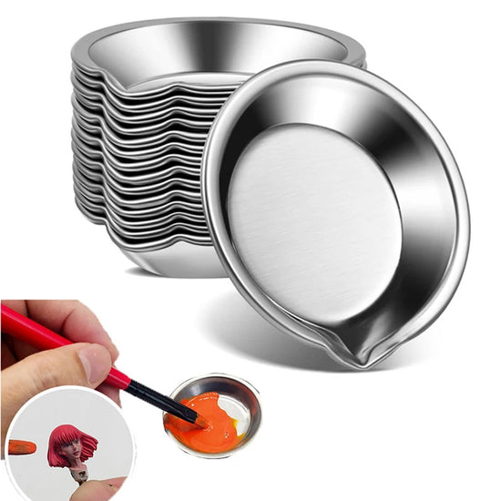 1/5/10Pcs Stainless Steel Painting Color Bowls Oil Paint Trays Paint Color Mixing Cups Color Mixer Children DIY Painting Tools