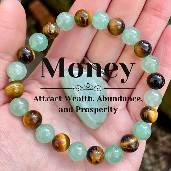 Good Luck Bracelet Green Aventurine Tiger Eye Stone Healing and Decompression Bracelet